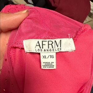 AFRM Los Angeles Hot Pink Rhinestone Ruched Mesh Maxi Dress XL